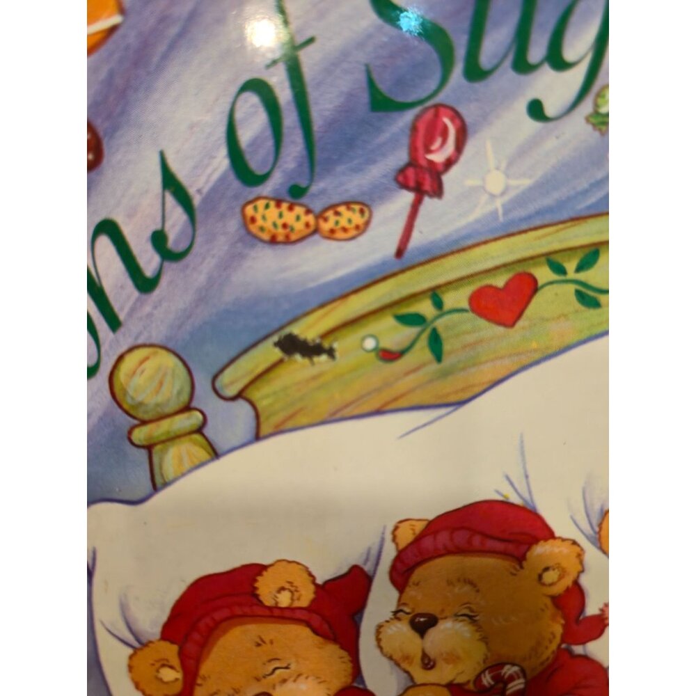 Retro Christmas tin tray set Teddy bear anthropomorphic Holiday serving platter - Picture 5 of 10